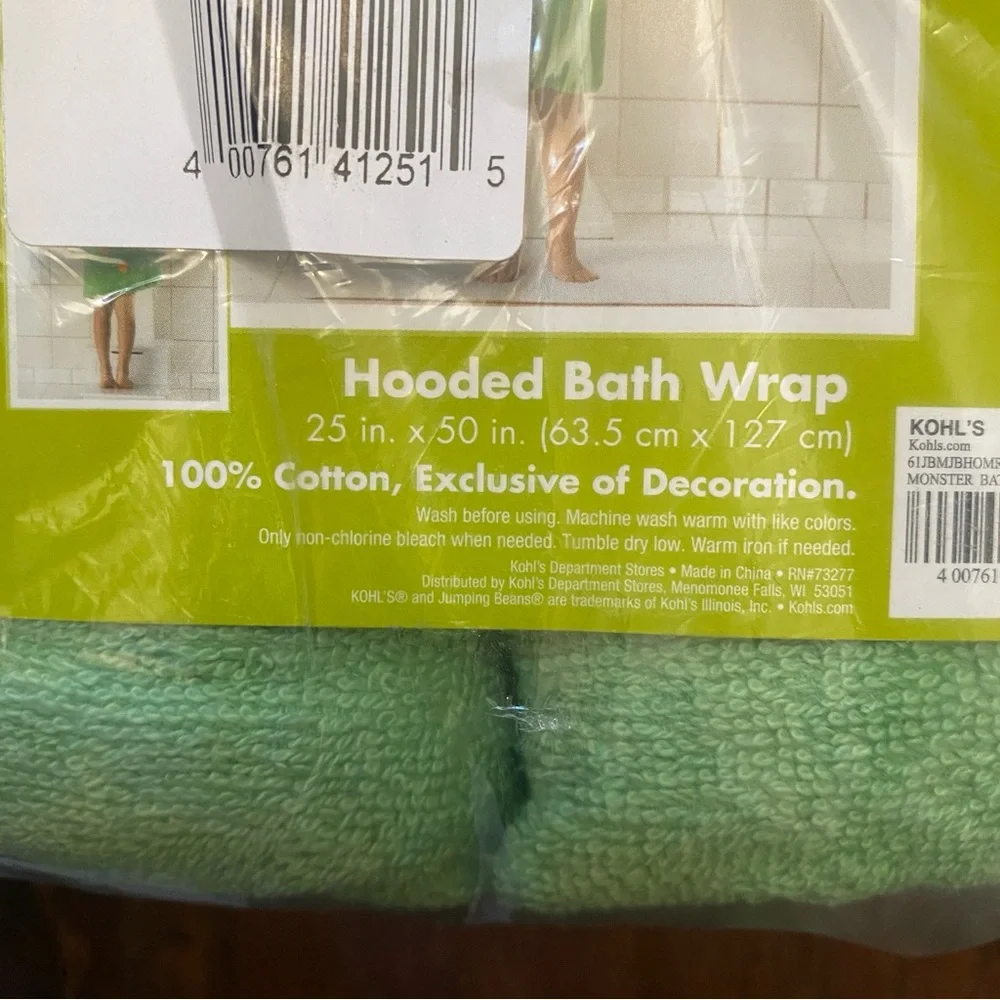 NWT Jumping Beans Hooded Bath Wrap - One Eyed Monster